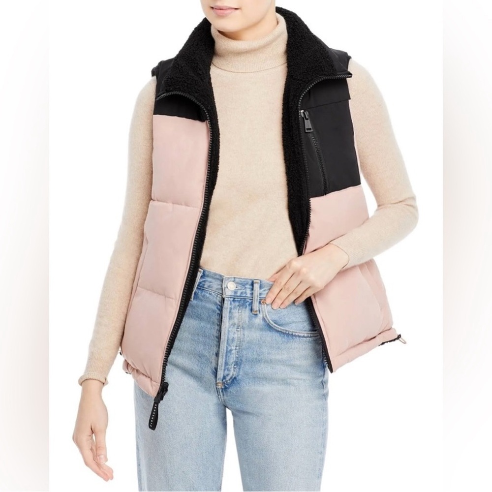 Sanctuary Sherpa Quilted Reversible Colorblock Vest